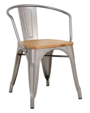 Pressed Arm Chairs Wood Seat - Galvanized