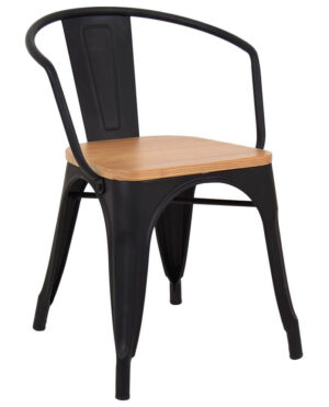 Pressed Arm Chairs Wood Seat - Matte Black