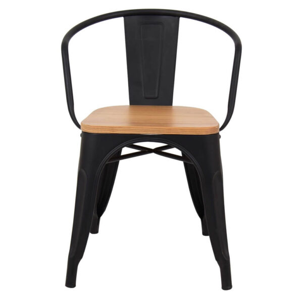 Pressed Arm Chairs Wood Seat - Matte Black