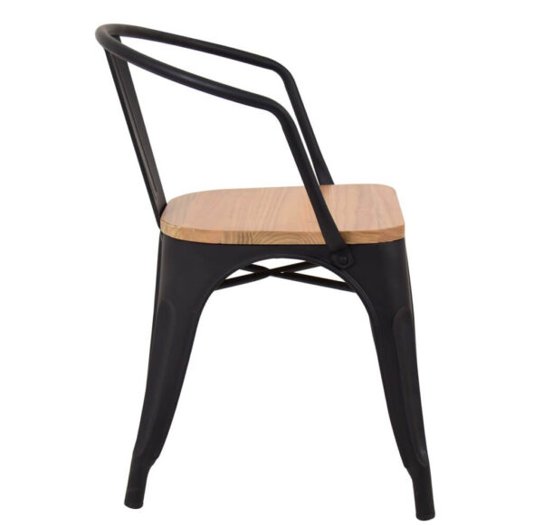 Pressed Arm Chairs Wood Seat - Matte Black