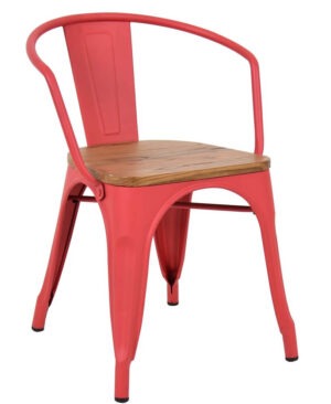 Pressed Arm Chairs Wood Seat - Matte Red