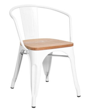 Pressed Arm Chairs Wood Seat - Matte White