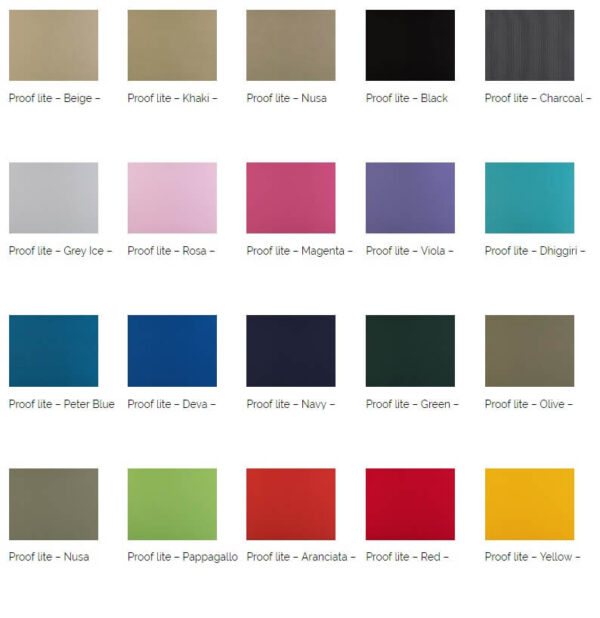 Cedarbrook Proof Fabric Colours for Umbrellas