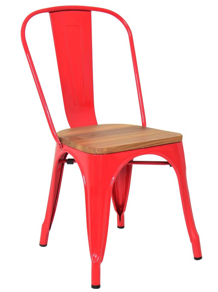 Pressed Side Chair Wood Seat Gloss Red 1