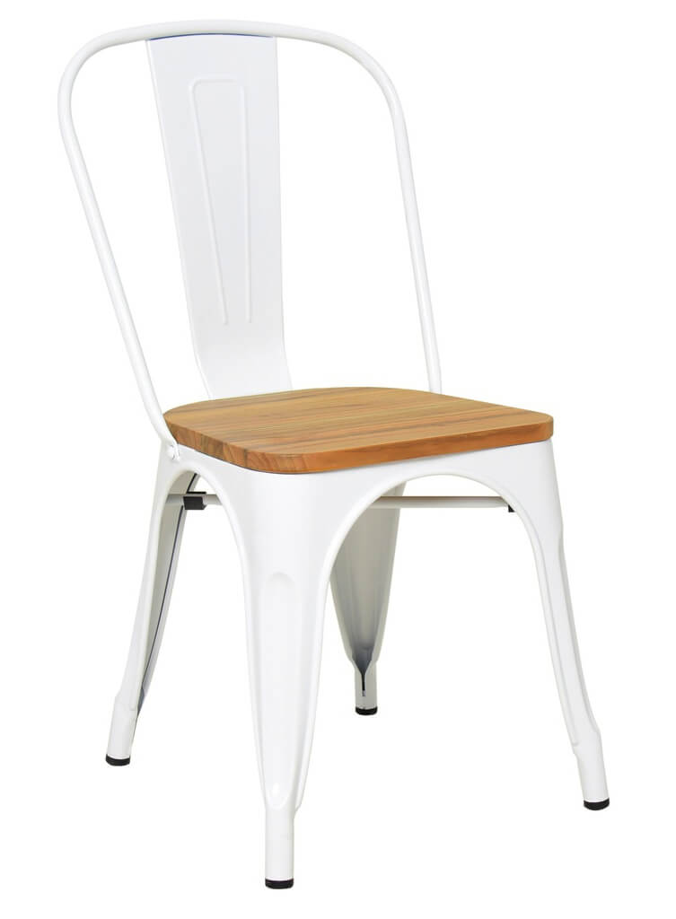 Pressed Side Chair Wood Seat Gloss White 1