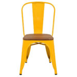 Pressed Side Chair Wood Seat Gloss Yellow 2