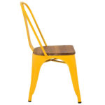 Pressed Side Chair Wood Seat Gloss Yellow 3
