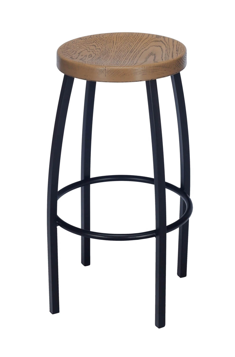 Barrel Bar Stools - Light Oak & Black Barrel Bar Stools - Light Oak & Black