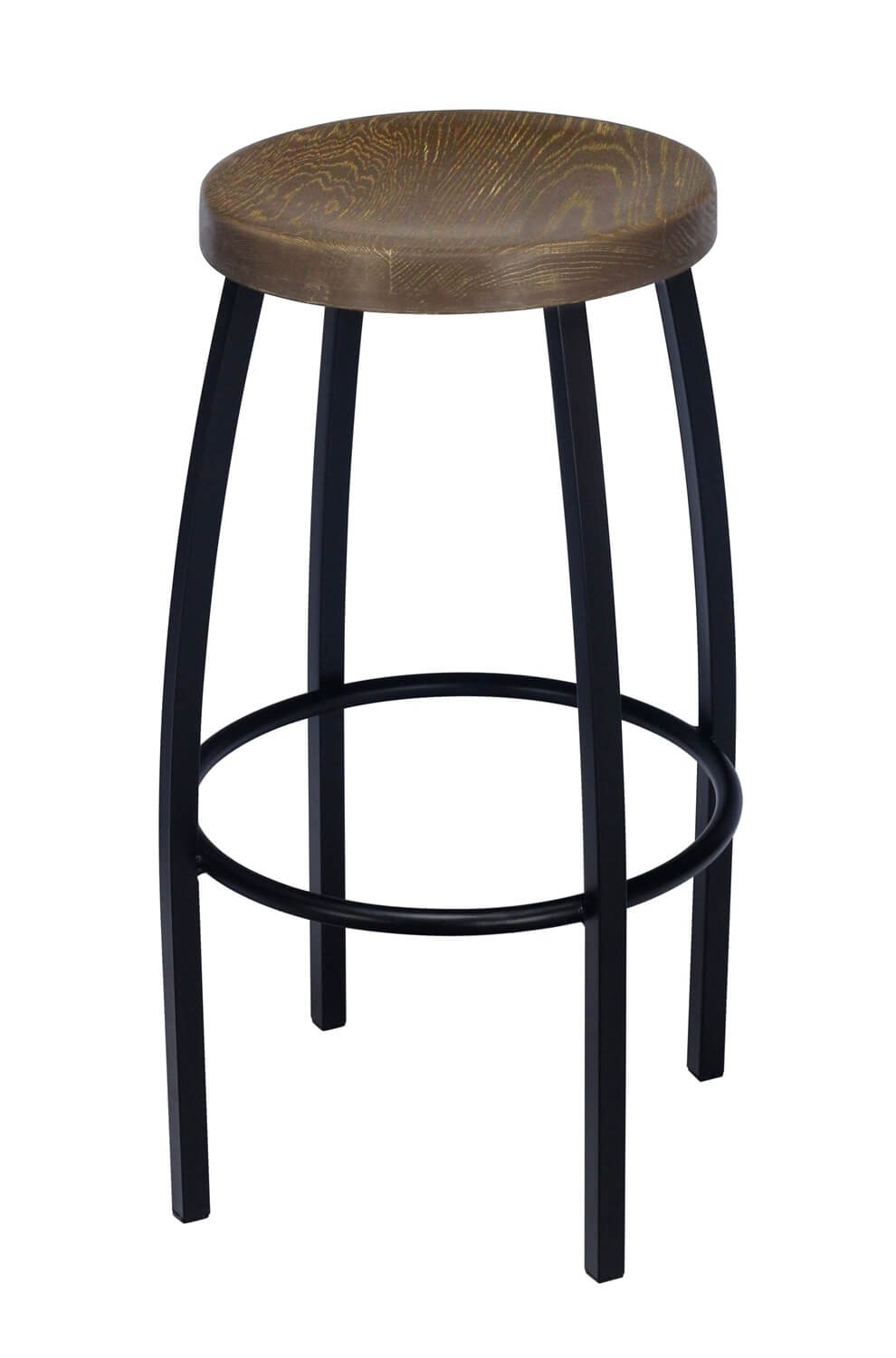 Barrel Bar Stools - Walnut and Gold Barrel Bar Stools - Walnut and Gold